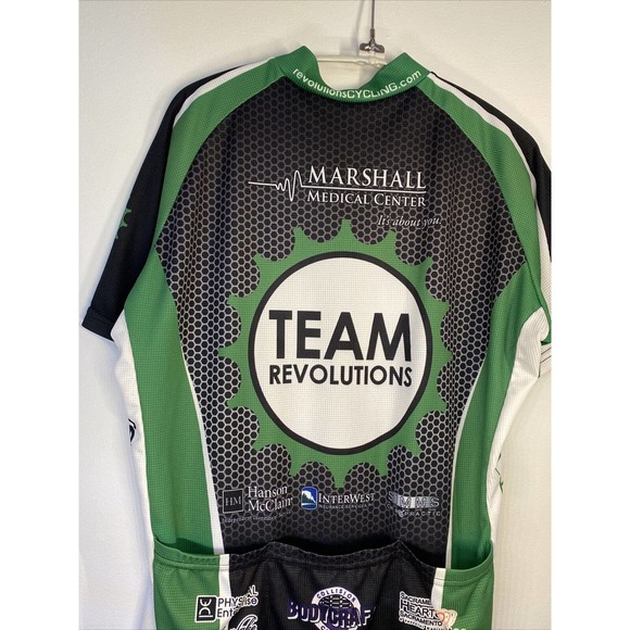 Voler Mens Medium Cycling Jersey Team Revolution Green Black White Large - Picture 7 of 9